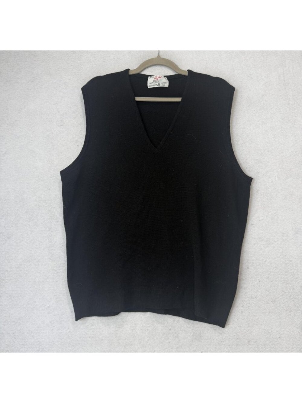 Byford Sweater Vest Mens XL Black Pure New Wool V Neck Knit Pullover England